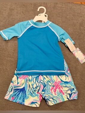 NWT Boys Tommy Bahama Rash Guard & Printed Swim Shorts Set - size 3T